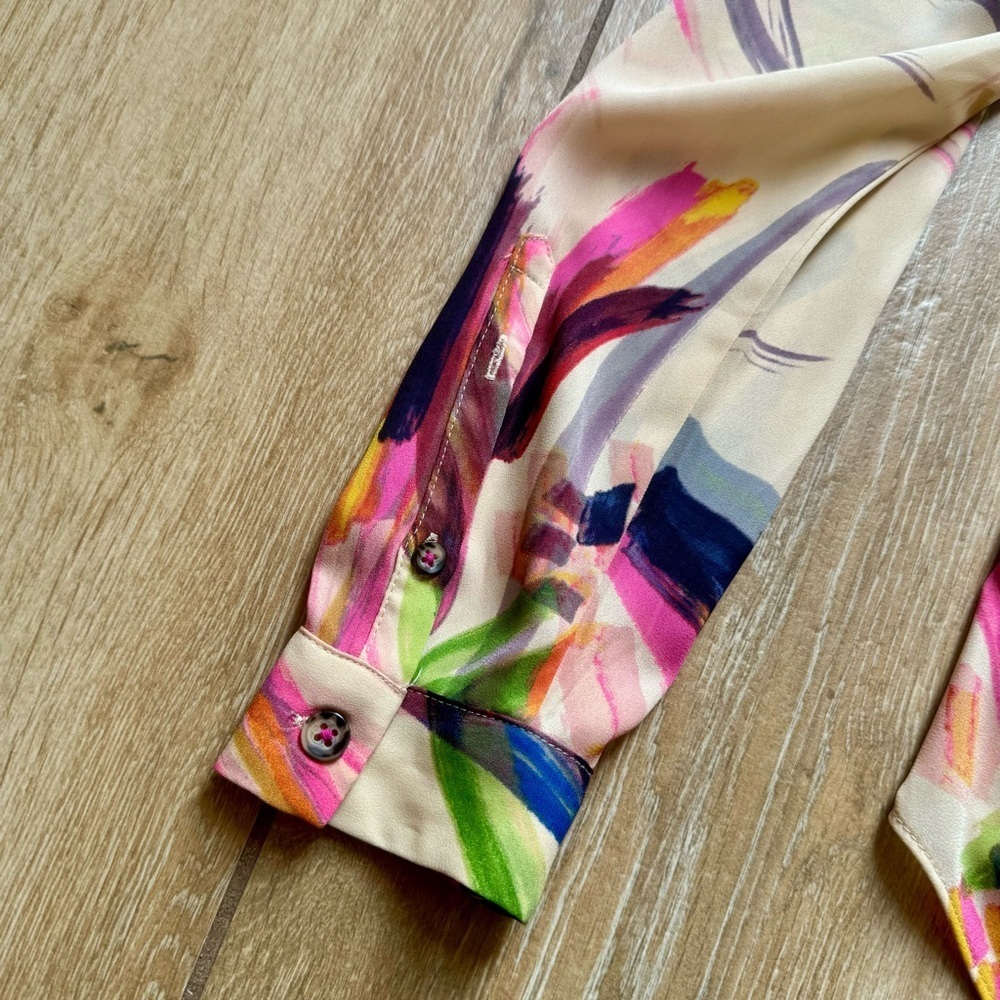 Anthropologie HD in Paris Watercolor Wrap Top - Picture 7 of 7